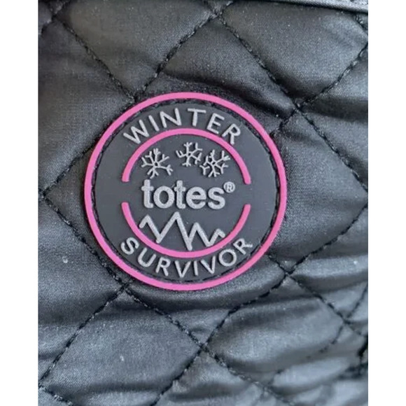 Totes Boots Womens Size 8 Black Winter Survivor Quilted Ankle Snow Faux Fur Zip - Picture 5 of 10